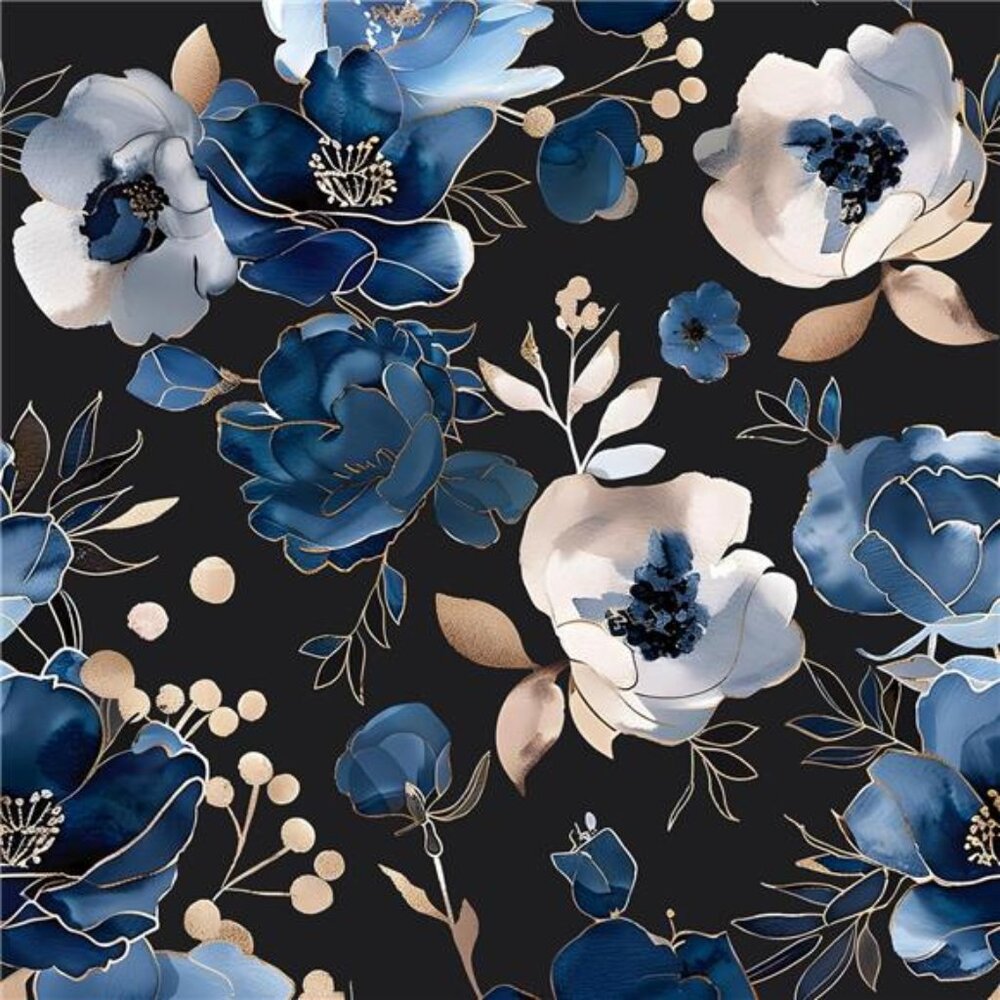 Floral Wallpaper Blue Floral Peel and Stick Wallpaper 17.4" x 118"